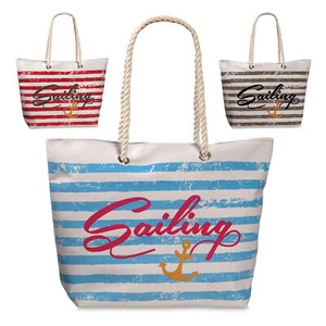 Bolso de playa vela marítima a rayas bolso de asa comprador bolso bandolera - Imagen 1 de 4