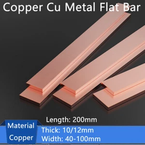 Copper Cu Metal Flat Bar Copper Strip Copper Plate Thick 10mm 12mm Length 200mm - Picture 1 of 12