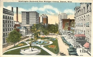 Postal de Detroit Michigan vista aérea Washington Boulevard - Imagen 1 de 2