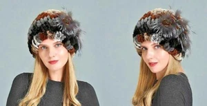 Cappello donna pelliccia fur inverno caldo montagna morbido lapin rex tricot - Foto 1 di 5