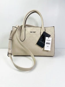 Nine West Women's Allyce Signature Shoulder Bag | Jet Beige | Handbag Purse NWT - Picture 1 of 11