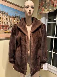 ¡NUEVO! Abrigo Chaqueta 29" Largo Cadera Marrón Chocolate Piel Visón Real Talla 10/12 EE. UU. - Imagen 1 de 8