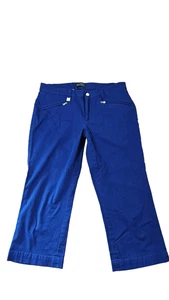 Lauren Ralph Lauren Navy Blue Zip Pockets Flat Front Stretch Women Pants Size 8 - Picture 1 of 8