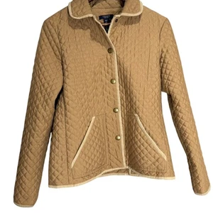 Women's Raulph Lauren Chaps Est 1978 Light Brown Camel Color Quilted Jacket Coat - Picture 1 of 6