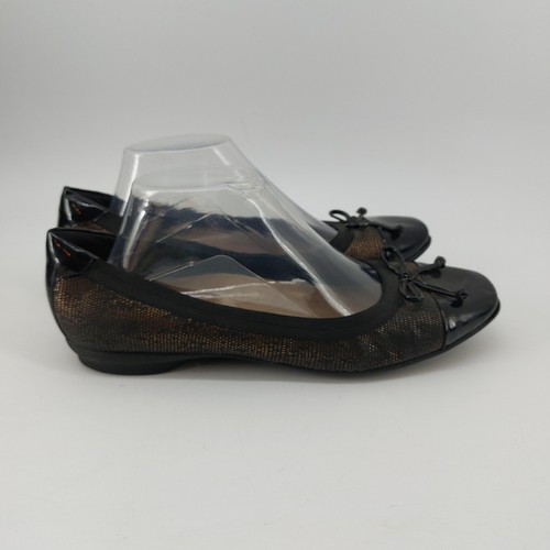 Ballerine donna Clarks nere metallizzate fiocco accento casual taglia 10