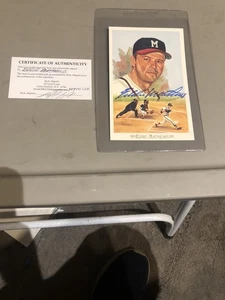 Eddie Mathews Autographed Perez Steele Celebration Postcard-Milwaukee Braves-COA - Picture 1 of 7