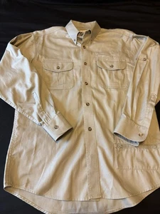 Cabela’s Men’s Outdoor Utility Shirt  Khaki Short Sleeve Fishing Hiking Size S - Picture 1 of 10