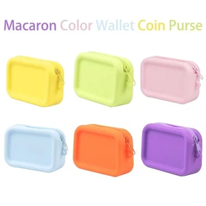 Smooth Zipper Cosmetic Bag Silicone Organizer Earphone Bag Women Girls - Picture 1 of 15