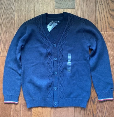 Tommy Hilfiger Niños Cárdigan Suéter Azul Marino Cable Tejido Botón Delantero Talla L 12 Foto 1 de 3