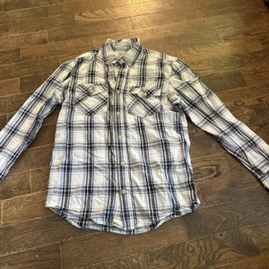 Duluth Trading Co Hemd Herren mittelblau kariert Knopfleiste Langarm - Bild 1 von 5
