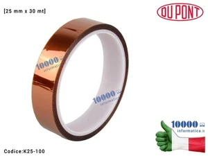 Nastro Adesivo Kapton [25mm x 30mt] Alte Temperature Polyimide Tape Protezione S - Picture 1 of 1