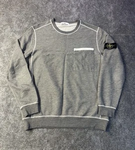 Stone Island Light Grey Crewneck Sweatshirt Size Large Authentic Zipper Pocket - Picture 1 of 7