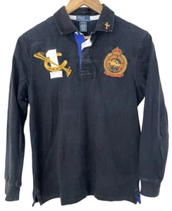 Vintage Polo Ralph Lauren Mercer Club Rugby Shirt, schwarz, Damen 14-16 Large - Bild 1 von 7