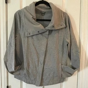 Eddie Bauer Asymmetrical Funnel Neck Jacket - EUC - M - Light Grey - Imagen 1 de 5