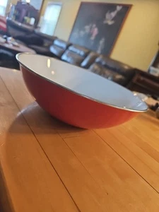 Vintage Mid Century Enamelware Bowl Red #24 10" - Bild 1 von 11