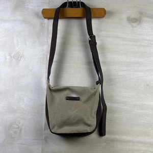 Used LL Bean Canvas & Leather Cross Body Shoulder Bag Brown Adjustable Strap - Picture 1 of 16