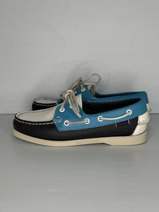 Sebago Docksides Bootsschuhe Damengröße 8,5 blau weiß Leder Mokassinnaht 7001SF0 - Bild 1 von 10