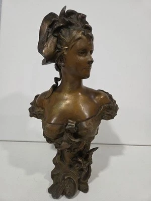 Vintage Spelter Bust Atter Jean Foretary Bronze Colored, 11x7 in 11"x7x3",1/2" - Image 1 of 4