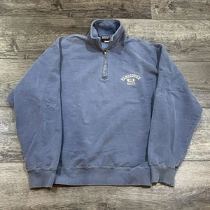 Vintage 90s Roots Athletics Vancouver 1999 1/4 Zip Sweatshirt Blue Canada Medium - Picture 1 of 9