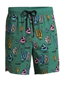 MENS NEFF GREEN PEACE SWIM BOARD SHORTS SIZE M - Picture 1 of 3