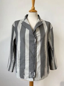 Annette Görtz Linen Blend Grey Stripped Jacket, Size: 42 - Picture 1 of 8