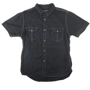 Stockhomme Shirt Men's XL Black Button Down Short Sleeve Double Pocket - Picture 1 of 2