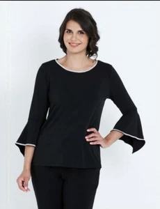 ❤ NEW - Liz Jordan Luxe Size 14 Ruffle Sleeve Diamonte Trim Top - RRP $149.99 ❤ - Picture 1 of 7