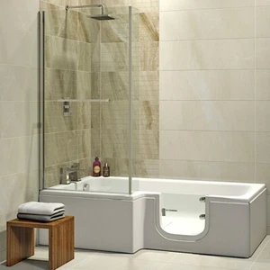 Badewanne mit Tür 170x85 cm HOSOLARNA mit Tür inkl. Duschaufsatz und Schürze - Bild 1 von 5