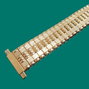 Brite Gold Plated Vintage Watch Bracelet w/ Full Expansion, Fits 15mm to 22mm