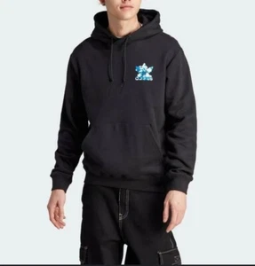 Adidas Black Hoodie With Blue Cloud Trefoil Logo Design Medium - Picture 1 of 7