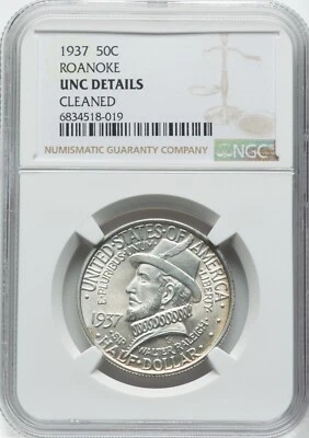 1937 Roanoke Half Dollar Commemorative - NGC UNC Details - LOOKS BETTER! - Image 1 of 2