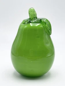Art Glass Hand Blown Pear Green Decoration Fruit - Picture 1 of 9