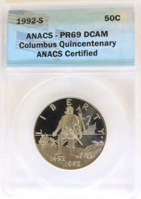 1992-S COLUMBUS QUINCENTENARY COMMEMORATIVE HALF DOLLAR - ANACS PR69 DCAM - Image 1 of 3