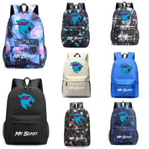 Kids Mr Beast Large Capacity Backpack Laptop Bags Lightweight Rucksack Causal - Picture 1 of 25
