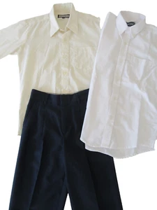 Youth Boys 3pc Dress Outfit 12yrs White + Yellow Shirt-Navy Pants Church Lot Set - Picture 1 of 13