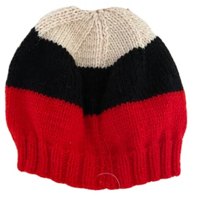 Hand knitted Beanie hat Brand new Red Black White Size S - Picture 1 of 4