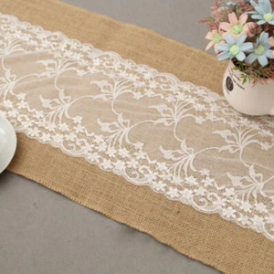 Sackleinen Jute Spitze Tischläufer Tischband Mitteldecke Hochzeit Party 30x275cm - Bild 1 von 8