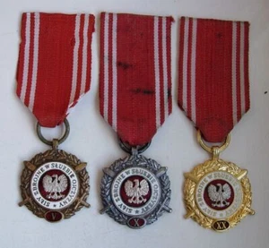 3 POLISH POLAND ARMY Air Force NAVY Long Service Medal PRL type, lot, obsolete - Picture 1 of 3
