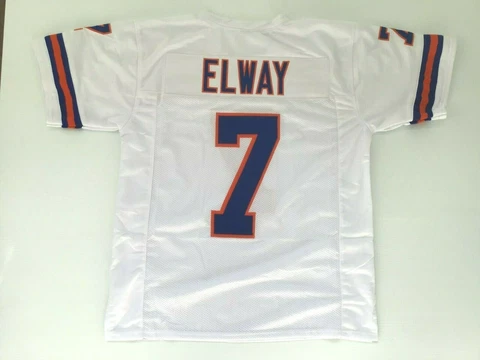 UNSIGNED CUSTOM Sewn Stitched John Elway White Jersey - M, L, XL, 2XL Cover