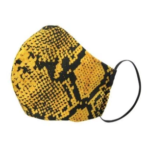 Face Mask Snakeskin Black/Yellow Fabric Ear Elastic Adjustable Adult Reusable - Picture 1 of 1