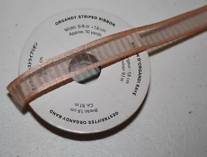 Stampin Up Retired PETAL PINK ORGANDY STRIPED RIBBON 7 yards 5/8" RARE - Picture 1 of 2