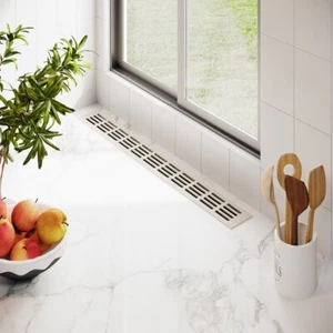 Rejilla de ventilación de aluminio rejilla de puente tapa de calefacción blanca 60x600 mm RAL 9010 - Imagen 1 de 5