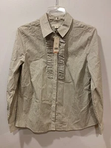 Banana Republic Damen Stretch Langarm Streifen Knopfleiste 10P Petite (S-22) - Bild 1 von 4