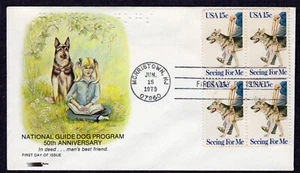 1979 Guide Dogs USA (Scott 1787) Blk/4 - Softone FDC NU77 - Picture 1 of 1
