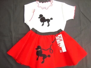 2 pc POODLE Skirt Set Size L (4) Kiddie Korral RED Felt Black Poodle NWT USA - Picture 1 of 7