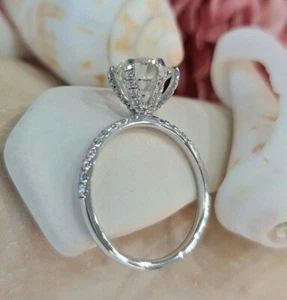 Anello di Fidanzamento Matrimonio Solitario Diamante Simulato 2 Ct Placcato O... - Foto 1 di 9