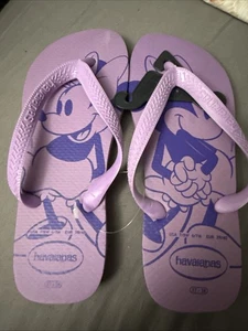 NWT HAVAIANAS Purple DISNEY MINNIE MOUSE Womens Flip Flop Sandals Size 7/8 - Picture 1 of 3