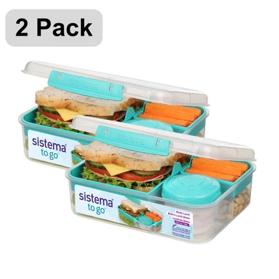 Sistema Bento Box TO GO 1,65L recipiente de almoço com panela de iogurte – azul-petróleo (pacote com 2) - Imagem 1 de 4