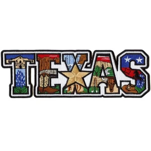Texas Iconic Collage Patch State Pride Large Embroidered Iron On - Picture 1 of 1
