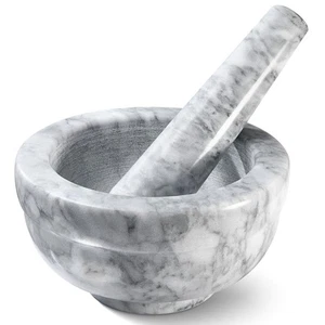 Granite Mortar and Pestle with White Marble Finish Set Use in Grey 4.5" Diameter - Bild 1 von 7